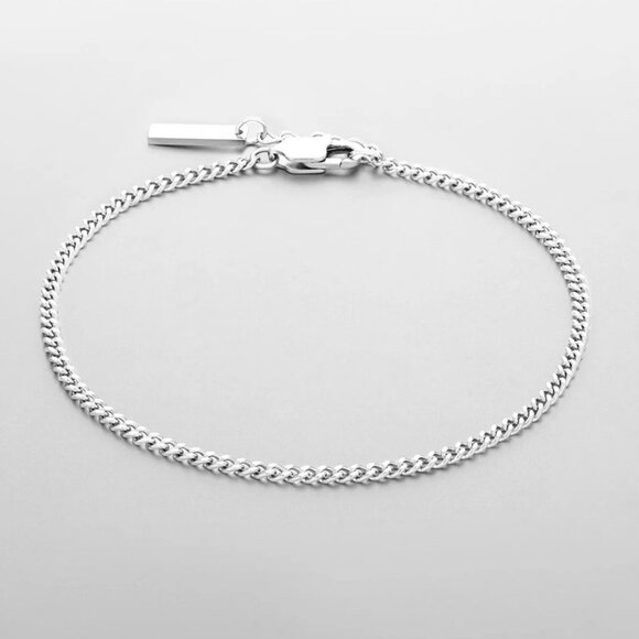 3/$35 Men Stainless Steel Tiny Cuban Link Curb Chain Bracelet White Gold Plated - Picture 6 of 6